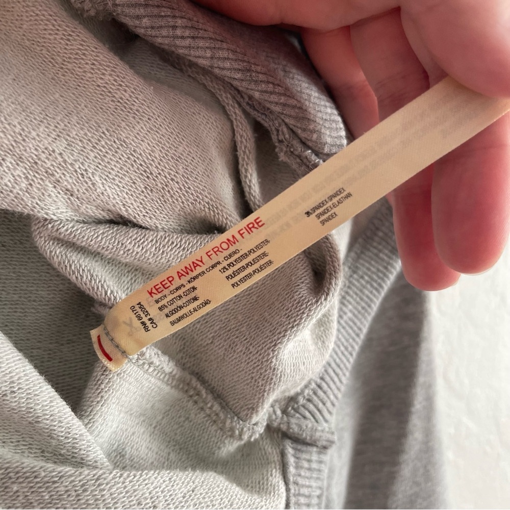 Free People Movement Full Zip Shawl Collar Gray Sweatshirt Baseline Size Small - Picture 10 of 10